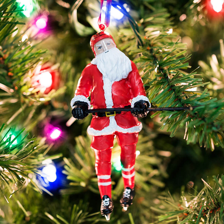 ChalkTalkSPORTS Santa Hockey Player Christmas Ornament Guys Hockey Holiday Ornament 